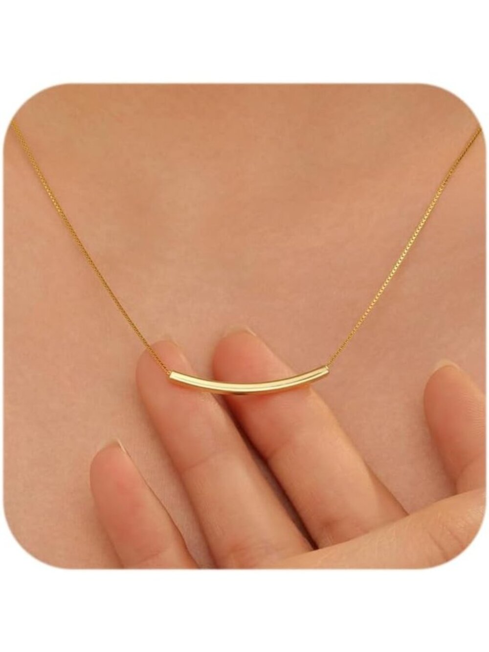Minimalist 925 Silver Bar Necklaces for Women - Curved Pendant Jewelry Gifts